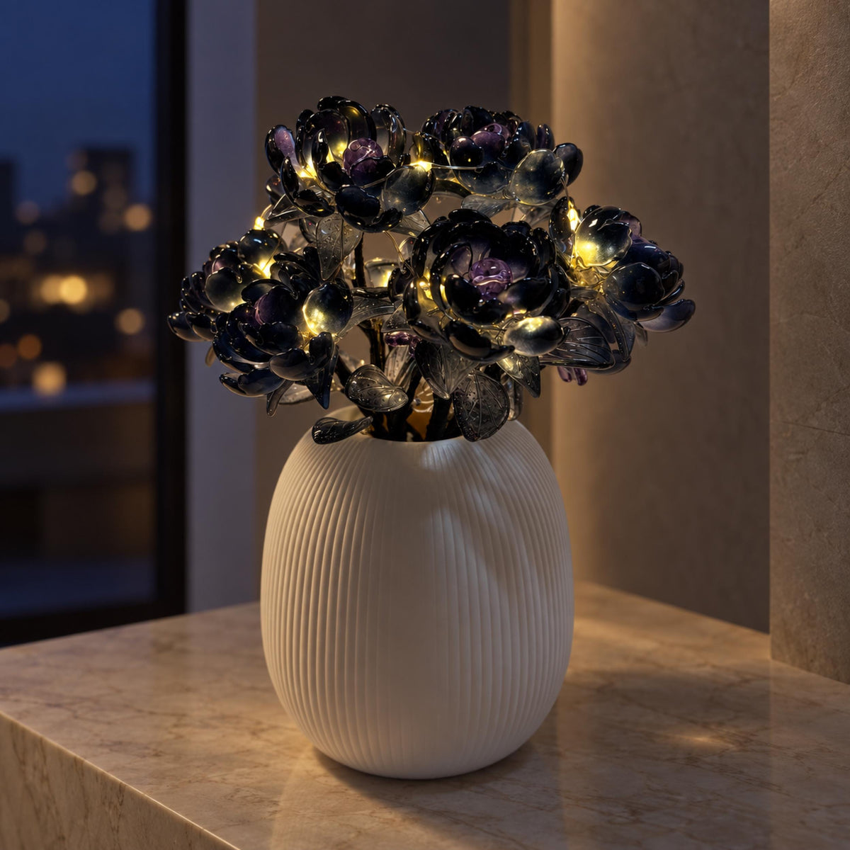 Evening warm LED glow opposite angle