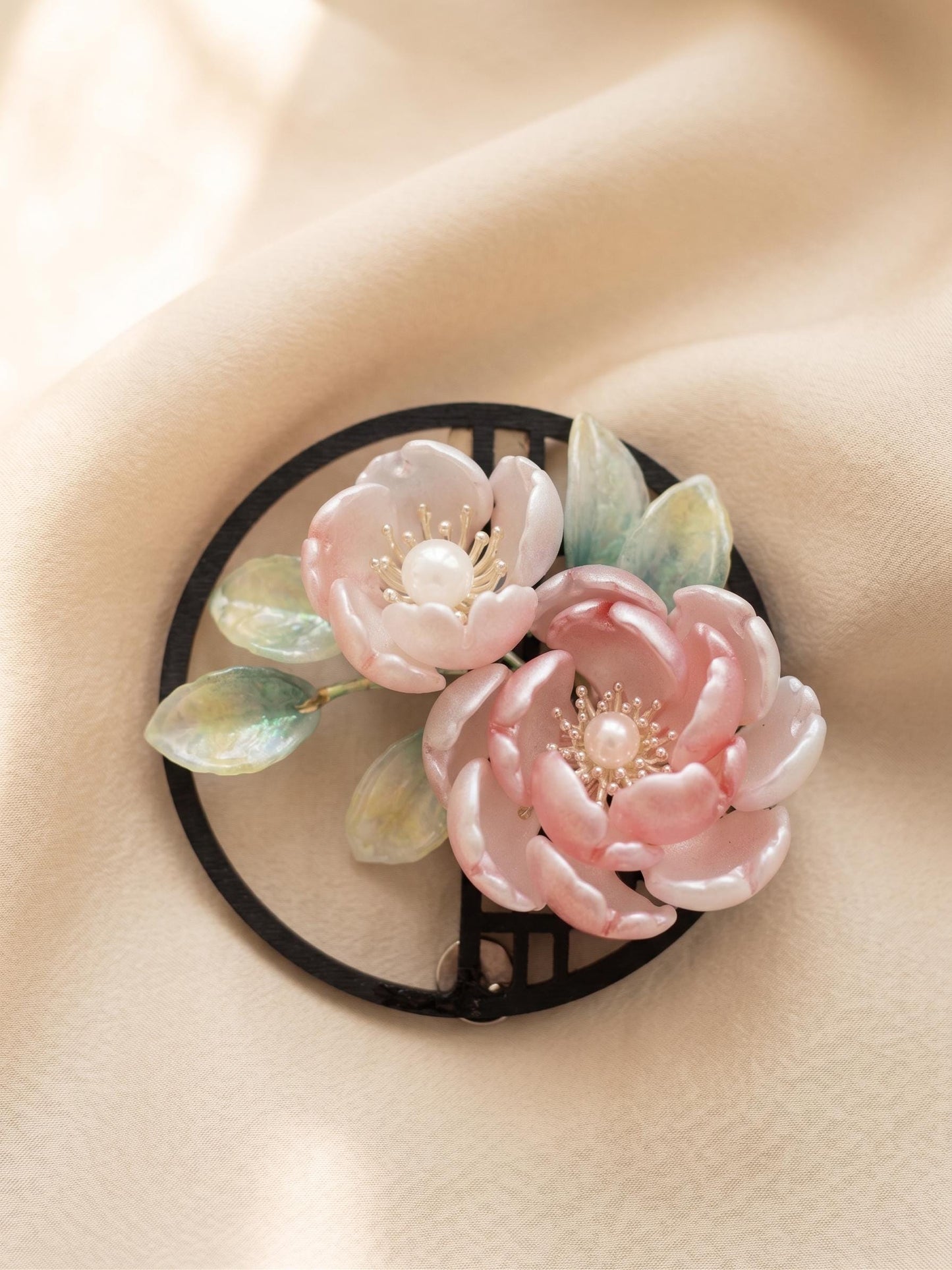 Peony glass flower fridge magnet, handmade in Sydney