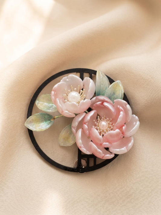 Peony glass flower fridge magnet, handmade in Sydney