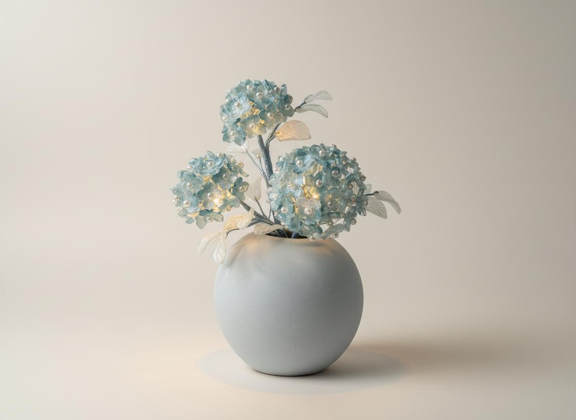 Blue glass hydrangea vase, handmade in Sydney