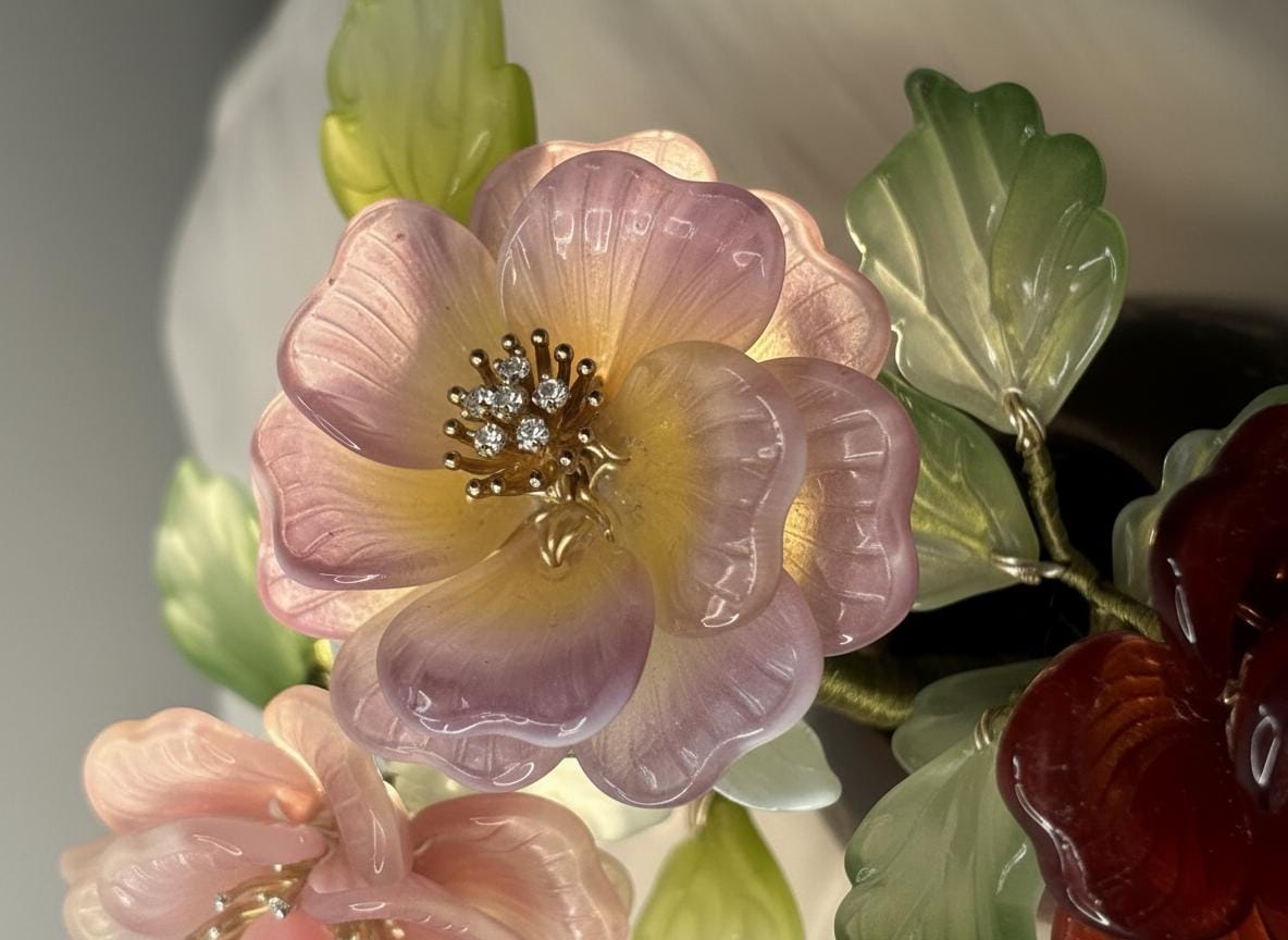 Wild rose glass vase size reference on a desk