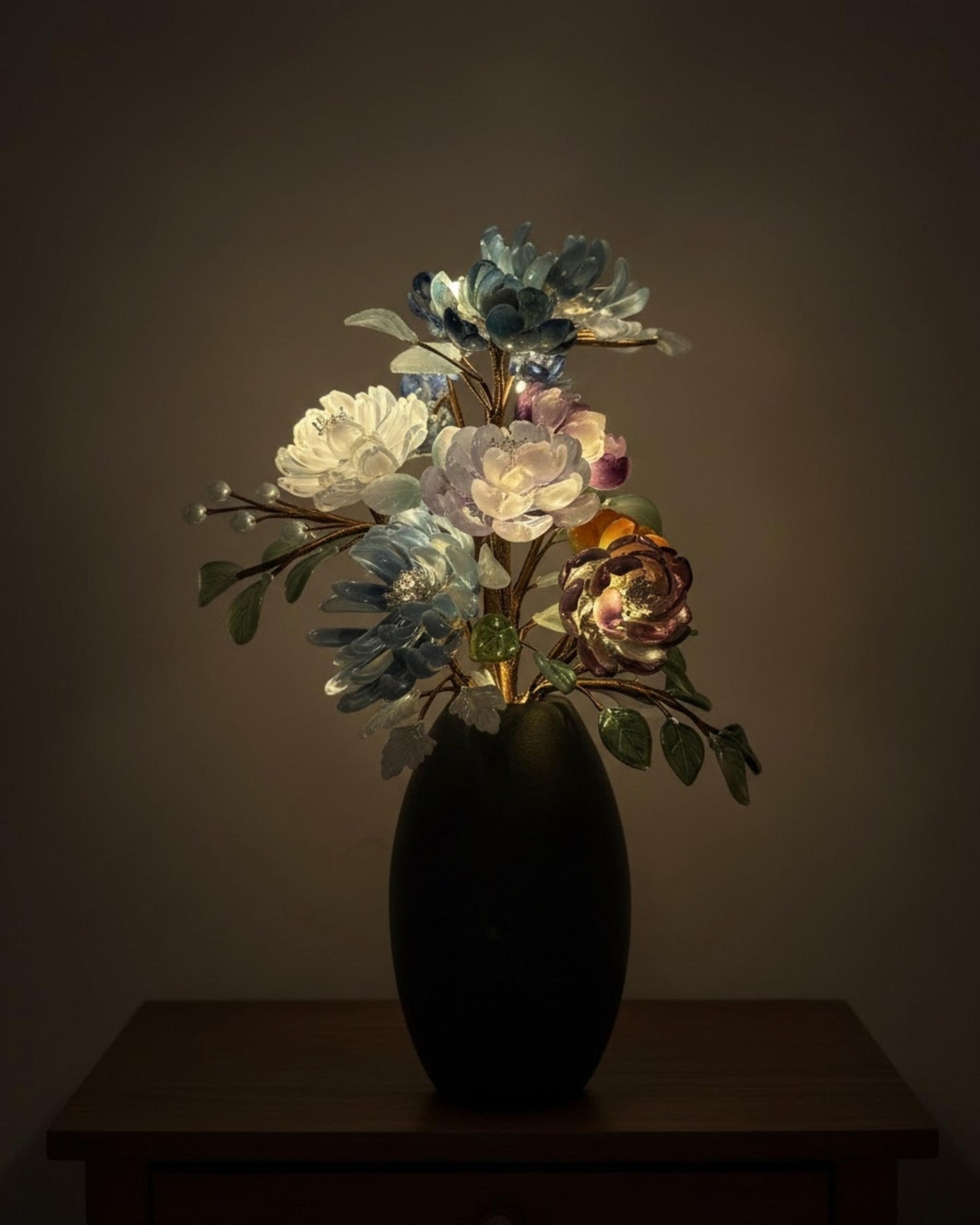 Glass flower bouquet side profile