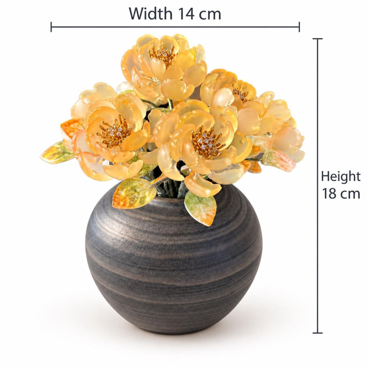 Dark charcoal rounded ceramic vase detail