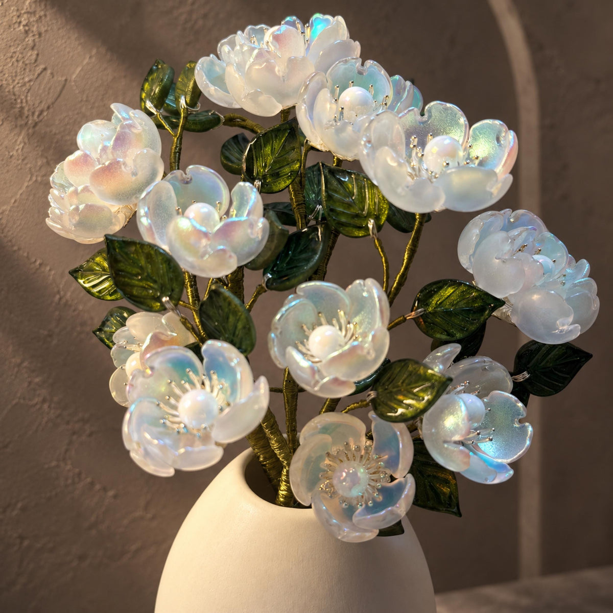 White glass camellia styled view