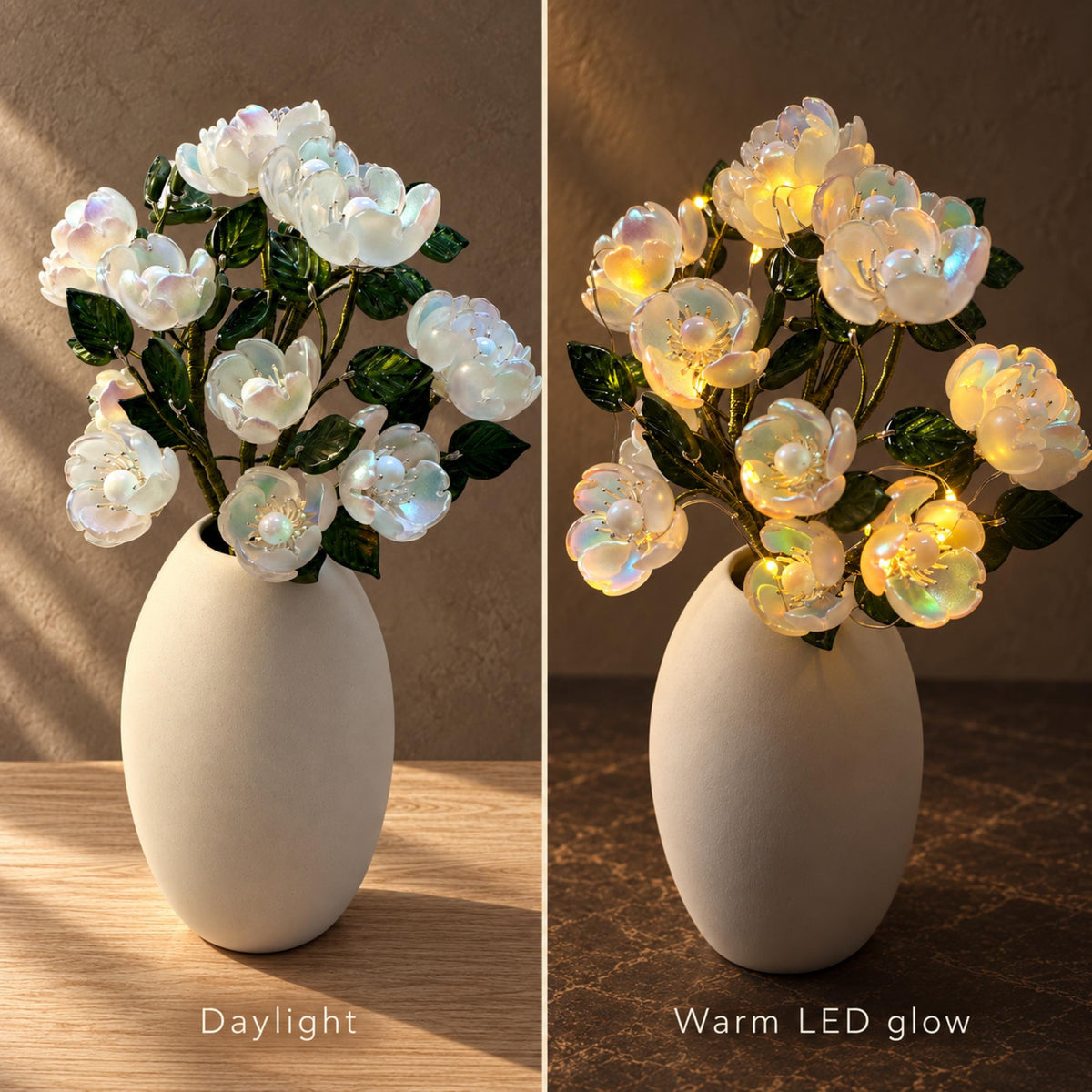 Warm LED glow in the evening