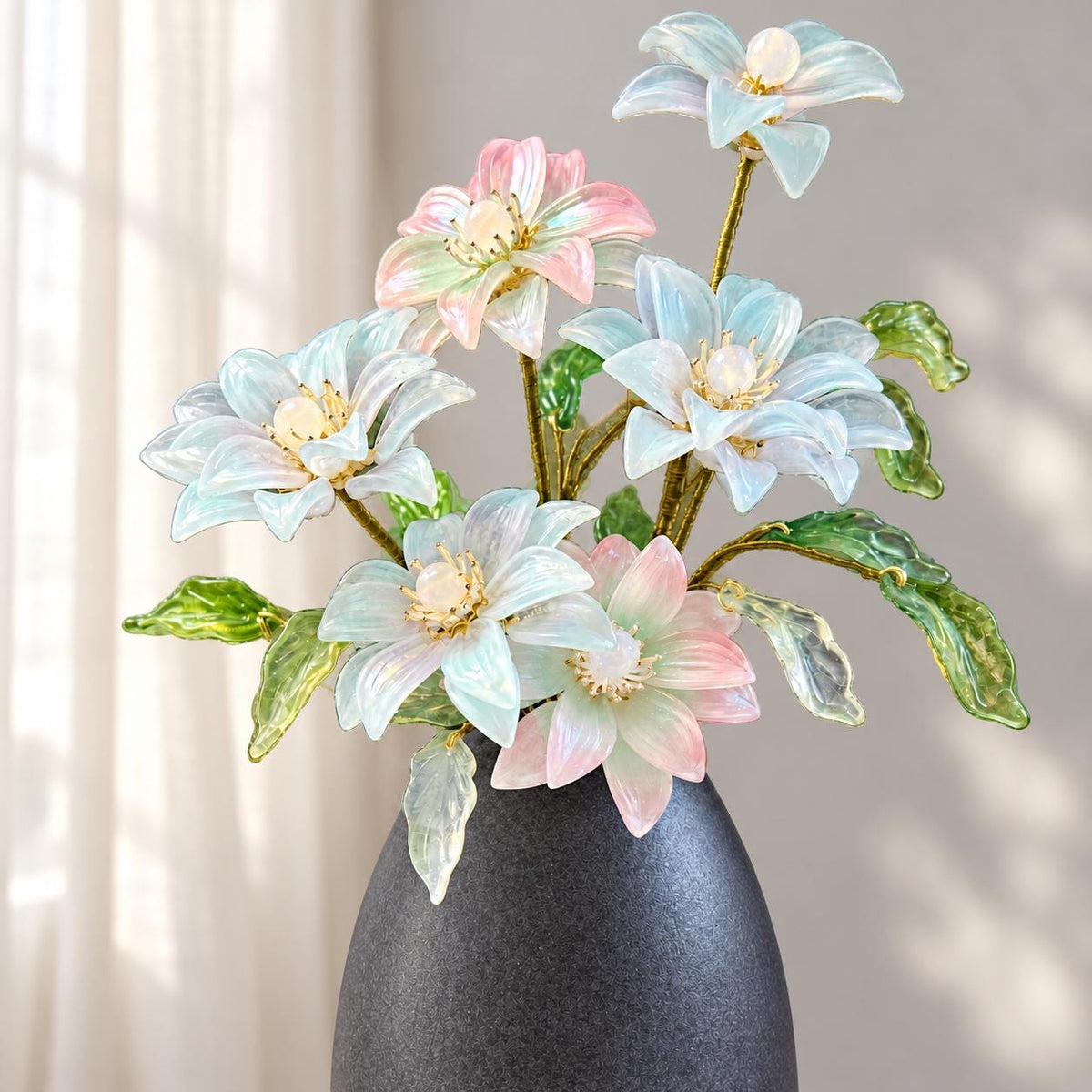 Glass lily arrangement view 5