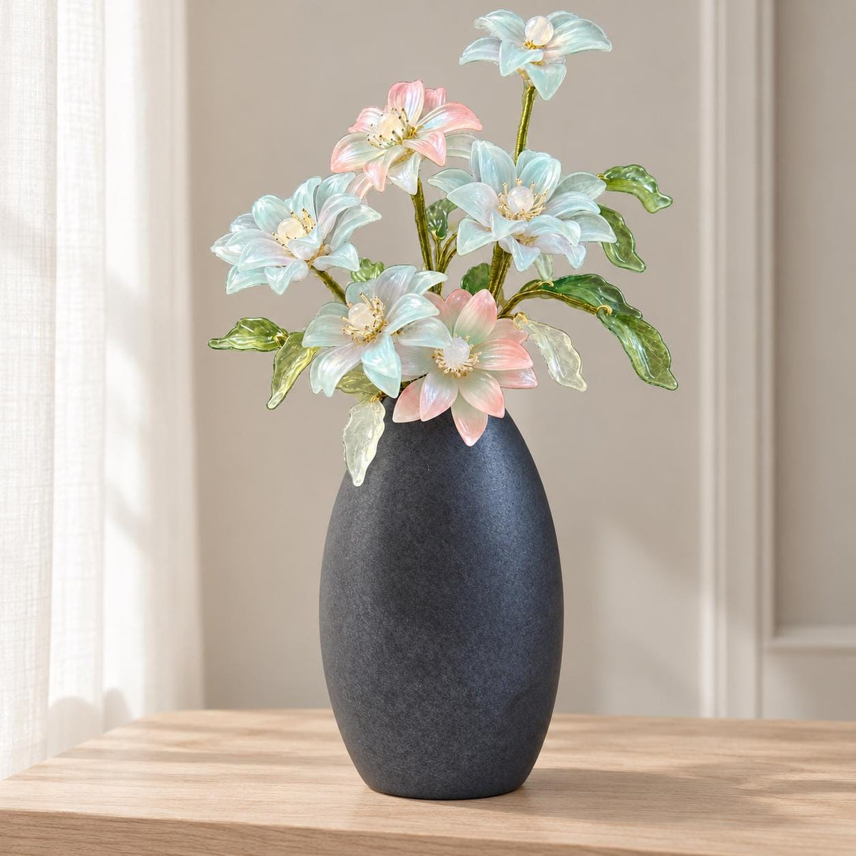 Glass lily arrangement view 6