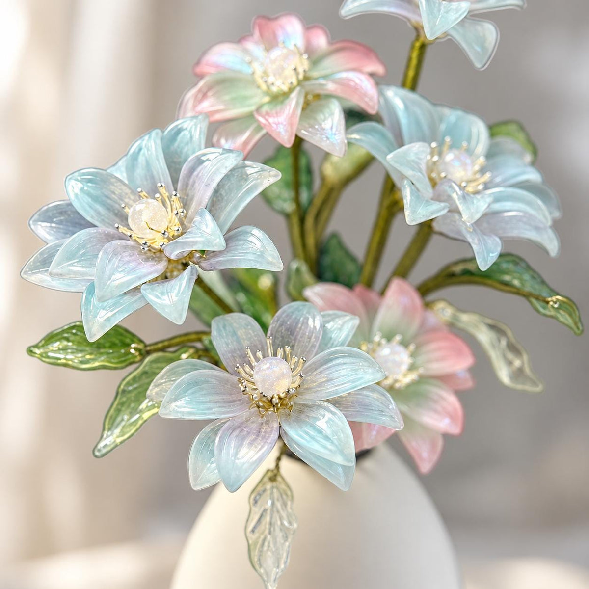 Glass lily arrangement view 13