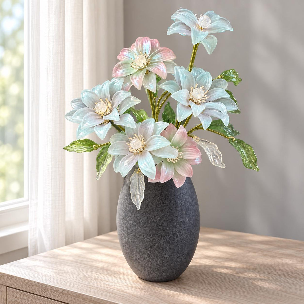 Glass lily arrangement view 3