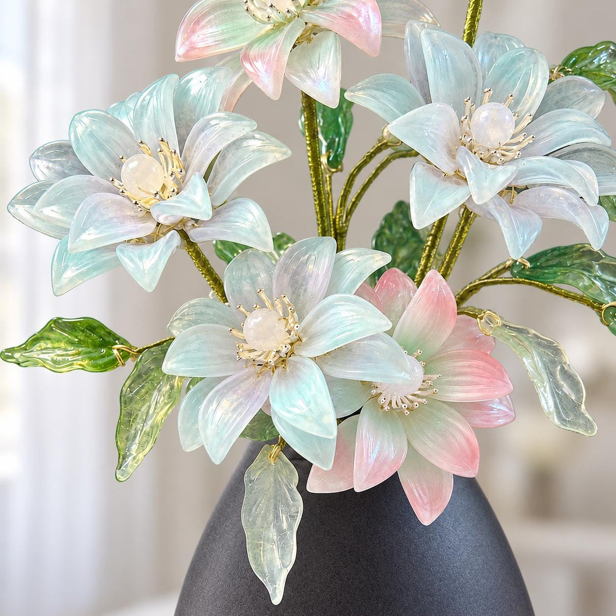 Glass lily arrangement view 4
