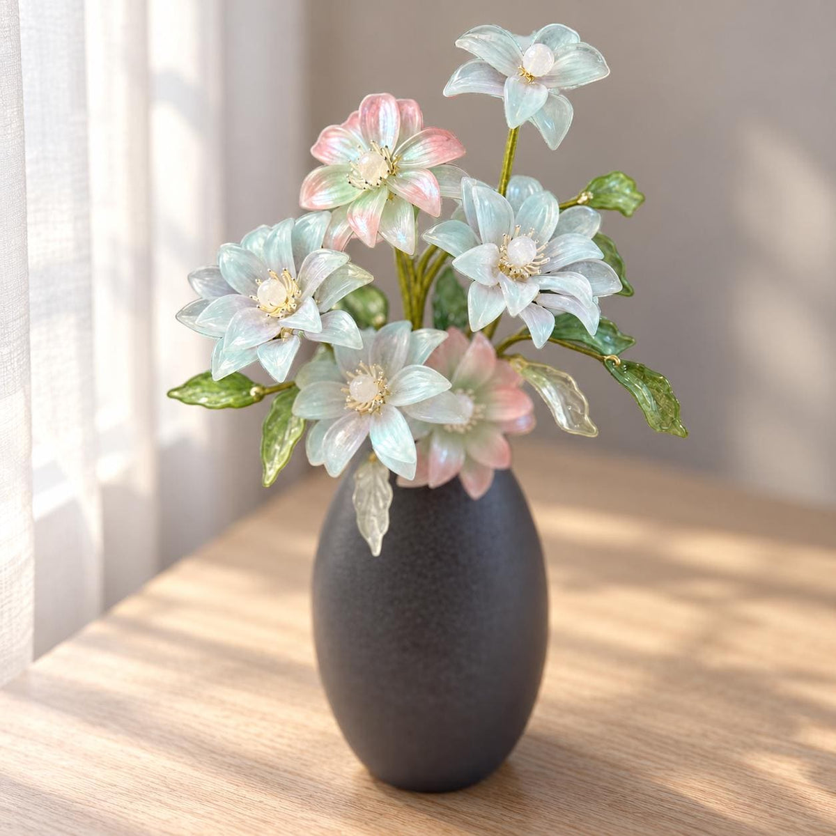 Glass lily arrangement view 8
