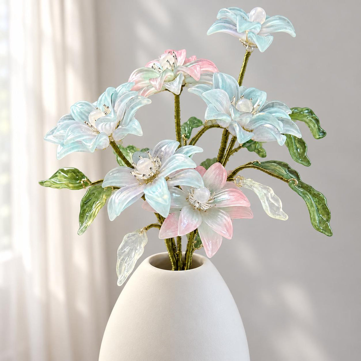 Glass lily arrangement view 10