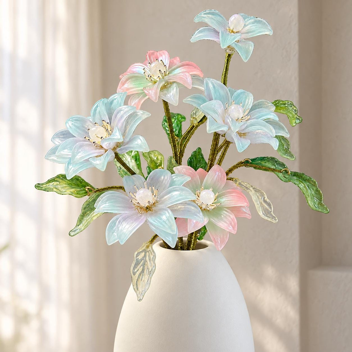 Glass lily arrangement view 11